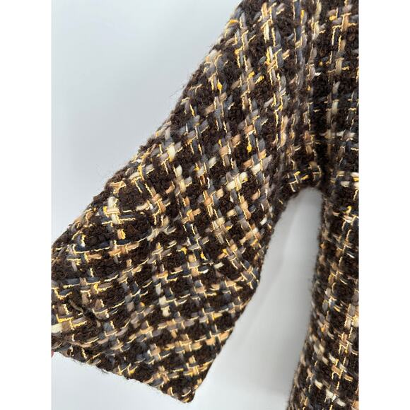 Kate Spade Womens Brown Tweed Annie 3/4 Sleeve Jacket Coat Wool Belt Size XS/S - Picture 5 of 10